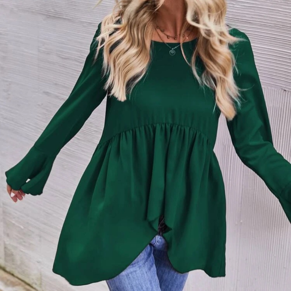 Green High low Peplum Blouse New